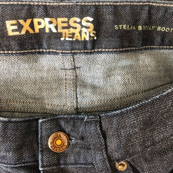 Express Womens Size 0S Stella Barely Boot Slim Fit Whiskered Dark Wash Jeans - Picture 3 of 5